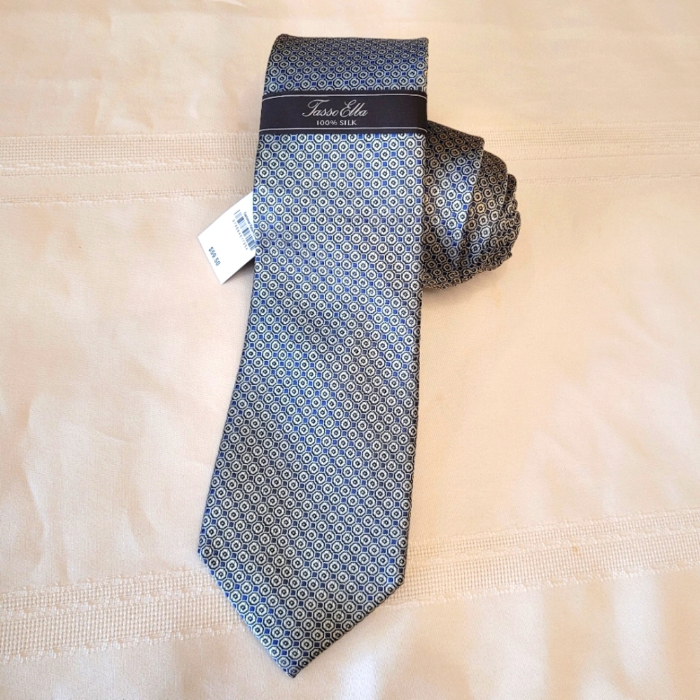 Tasso Elba Blue Silk Neck Tie NWT Exquisite $59 Retail